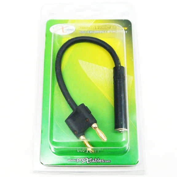 ProX XC-BNQF-BK 6" Adapter Banana Black to 1/4" TS-F High Performance Speaker Cable