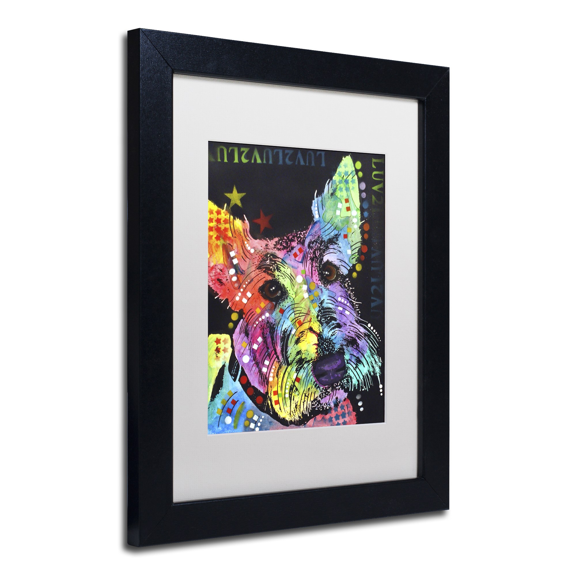 Trademark Fine Art "Scottish Terrier" Canvas Art by Dean Russo, White Matte, Black Frame