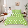 thumbnail image 4 of Homewish Green White Geometric Circle Boy Girl Full Size Comforter Sets 3-Piece,Polka Dots Bedding Comforter Set,Vintage Aesthetic Lightweight Bedding Sets,Luxury Bedroom Decor,Reversible, 4 of 8