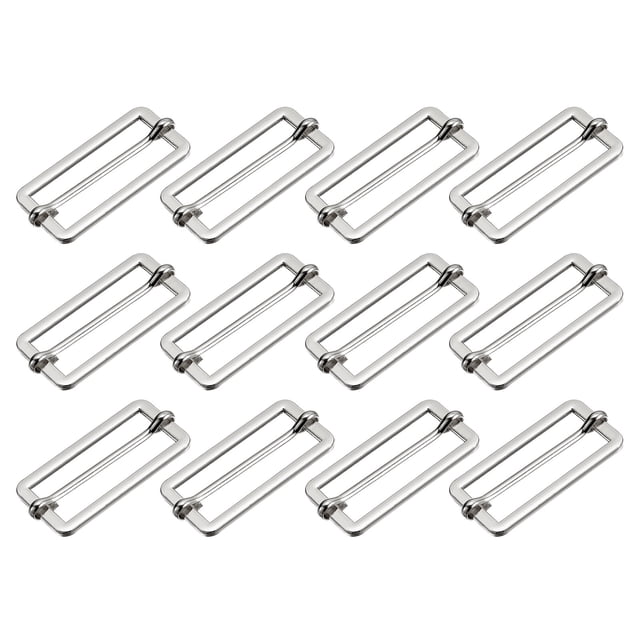 Deslizantes Hebillas, 12uds 35x15x2,2mm Metal Rectángulo Tri-deslizante Deslizamiento Hebilla Rodillo Pasador Hebilla Ajustador para Cinturón Bolso DIY Accesorios, Plateado Tono