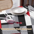 thumbnail image 4 of Abstract Seamless Stitching Round Tablecloth 54 inches Red Black Striped Design Waterproof Oil-Proof Table Cloth Round Table Cover for Holiday Party Picnic Dinner Decor Indoor and Outdoor Use, 4 of 9