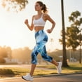 thumbnail image 4 of HELLHERO Marbled Printed Yoga Pants for Women Tummy Control Capri Leggings Athletic Yoga Leggings for Sports Gym, XL, 4 of 7