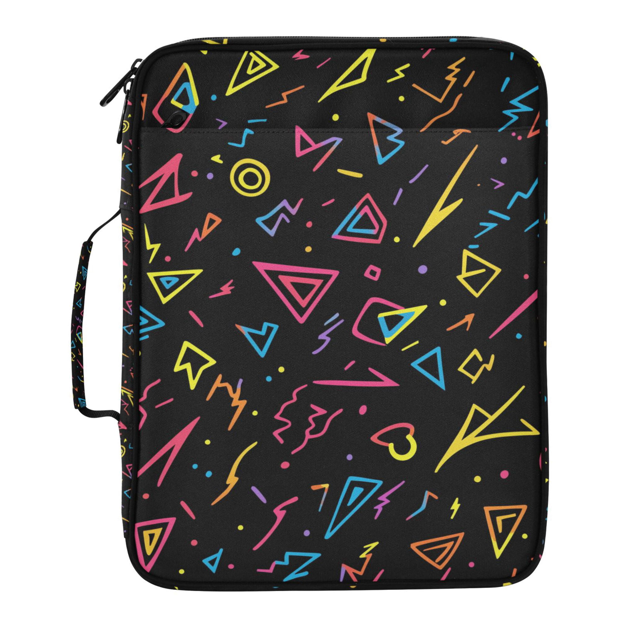 FORMRS Accordion File Folder A4 Size 7-Pocket Expanding Document Organizer Bag with 3 Ring Binder, Black Neon Lightning