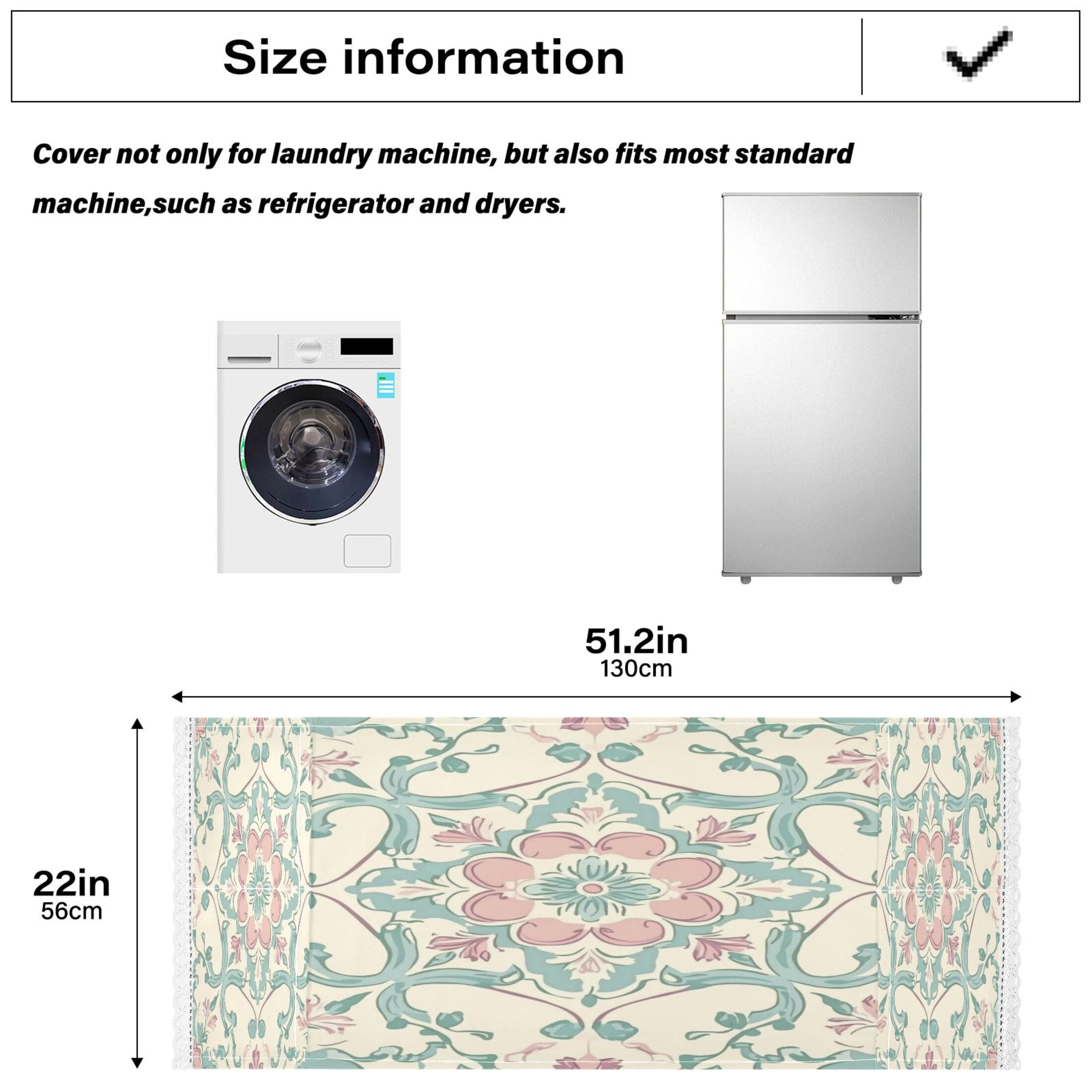 DEIARA Rose Red Boho Pattern Washing Machine Cloth Dryer Refrigerator Top Cover Protective Non-Slip Mat For Kitchen Laundry
