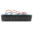 thumbnail image 4 of maskred Sleek and Durable Blue LED 5 Gang Round Dash Rocker Toggle Switch Panel for RV Boat 12-24V Style A 1Set, 4 of 6