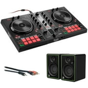 Hercules DJ Control Inpulse 300 2-Deck USB DJ Controller for Serato DJ Lite and DJUCED Bundle with Mackie CR3-X Multimedia Monitors (Pair, Black) and 6' Mini to RCA Cables