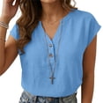thumbnail image 5 of Horkkom Dress Shirts for Women Summer V Neck Button Short Sleeve Tops Business Work Casual Tops L, 5 of 7