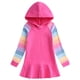 thumbnail image 1 of Odeerbi Niñas Sudaderas Con Capucha Vestido Plisado Sudadera de Algodón Vestido Rayas Arco Iris Manga Larga Vestido Suelto, 1 of 3