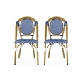 thumbnail image 1 of Chaises Bistro Françaises d'Extérieur Remi (Ensemble de 2), Bleu, Blanc et Fini Bambou, 1 of 8