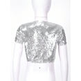 thumbnail image 3 of MSemis Girls Sparkle Sequins Bolero Shrug Open Front Short Cardigan Jacket Silver 6, 3 of 6