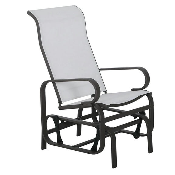 Topcobe Gliding Lounger Chair, Single Rocker with Lightweight Metal & Mesh Construction, Outdoor Patio Furniture for Garden Backyard Pool Deck, White