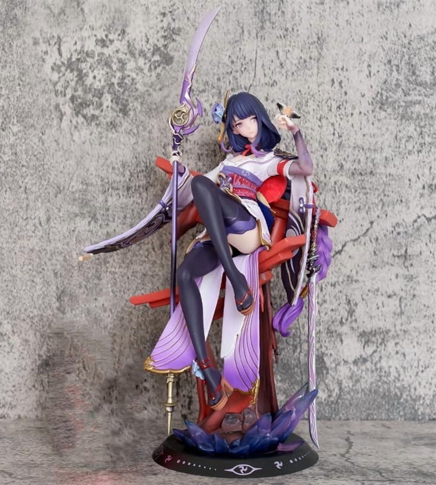 Raiden Shogun Figure Sitting Big Size Raiden Shogun Genshin Impact Anime Figures 35cm/13.8inch PVC Game Character Model Decoration Craft Gift
