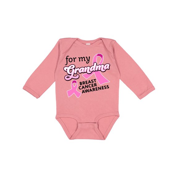 Inktastic For My Grandma-breast Cancer Awareness Boys or Girls Long Sleeve Baby Bodysuit