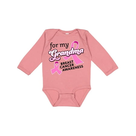 

Inktastic For My Grandma-Breast Cancer Awareness Gift Baby Boy or Baby Girl Long Sleeve Bodysuit