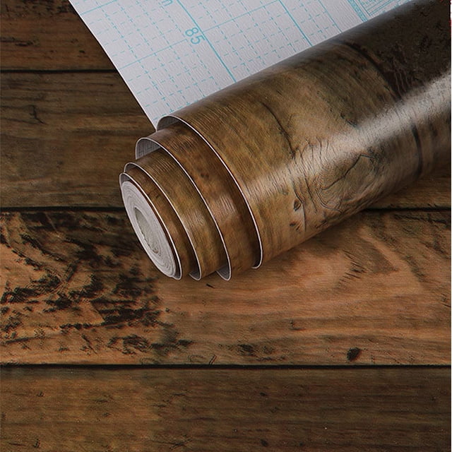 Moyishi Self Adhesive Dark Brown Wood Grain Furniture Stickers PVC