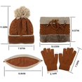 thumbnail image 5 of ZOELNIC 4PCS Women Beanie Hat Pom Scarf Mask Knitted Touch Screen Gloves Set Winter Warm Outdoor Hat, Coffee, 5 of 9