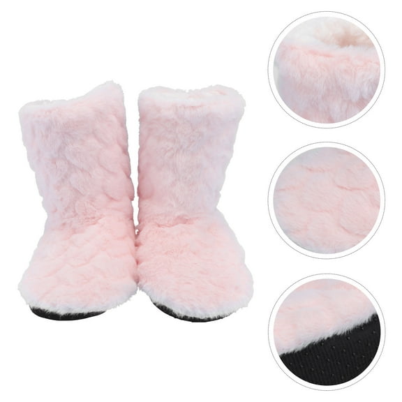 Clispeed 1Pair Pink Thickened Indoor Floor Boots Warm Breathable Non-Slip High Tube Design