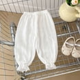 thumbnail image 2 of 18-24 Months Infant Baby Solid Color Lightweight Jogger Pants, Elastic Waist Lace Ruffle Lantern Casual Trousers for Toddler Girls Pants,White, 2 of 4