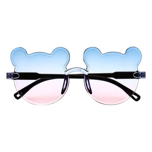 Kids' Bear Shape Sunglasses (2-12Y) - Polarized Uv Protection, Unbreakable Flexible Frame, Cute Cartoon Design For Boys & Girls Light Blue