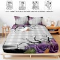 thumbnail image 5 of Queen Size Fitted Sheet Set - Halloween 3 Piece Bedding Sets 16" Deep Pocket Fitted Sheet with 2 Pillowcases, Fall Rustic Botanical Floral Trees Plaid Gray Brushed Microfiber Hotel Luxury Bed Sheets, 5 of 9