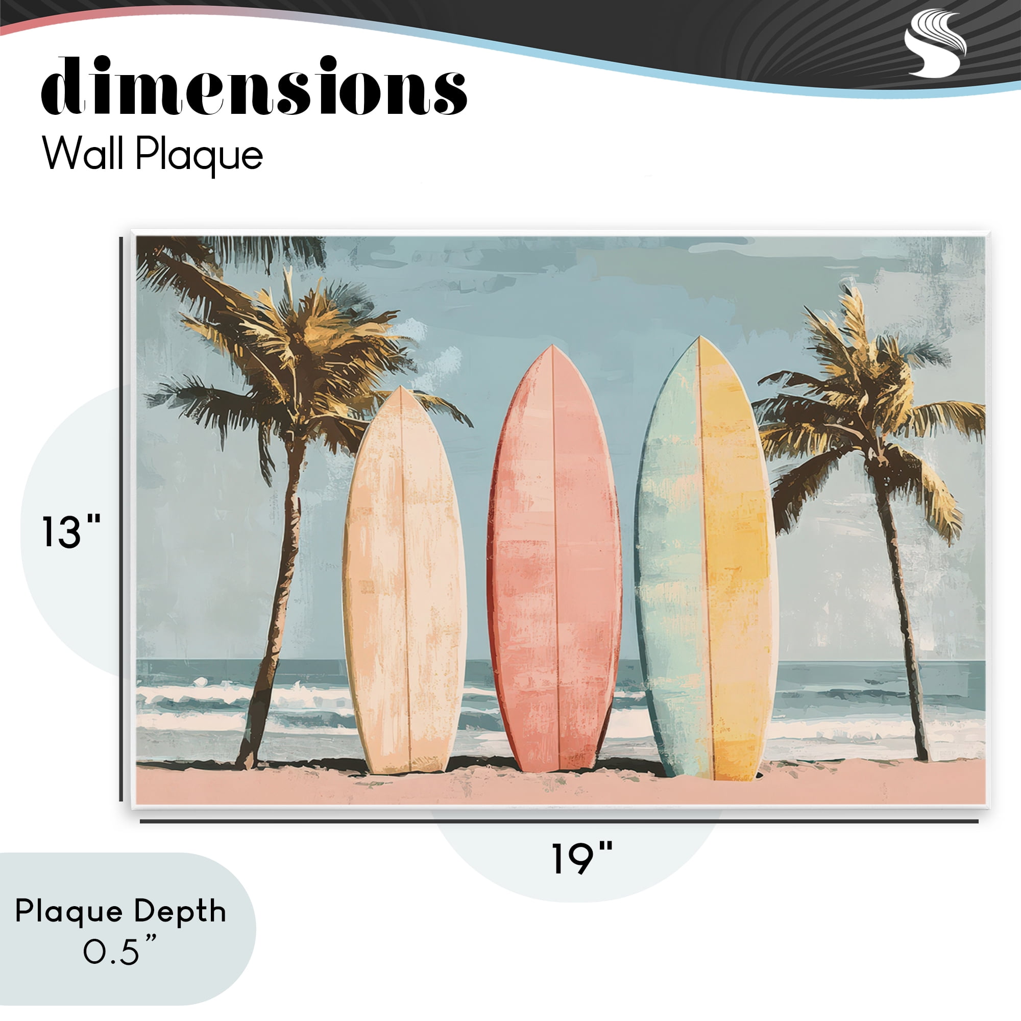 Stupell Industries Paradise Surfboard Trio Wall Plaque Art, design by Petal Prints Design