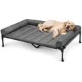 thumbnail image 7 of Cooling Elevated Dog Bed + Waterproof Removable Pillow-Top Mat, Bolster Dog Cot Bed, Raised Pet Cot with Breathable Mesh, No-Slip Feet, Dog Sofa Bed for Indoor & Outdoor, XLarge, Black Silver, 7 of 7