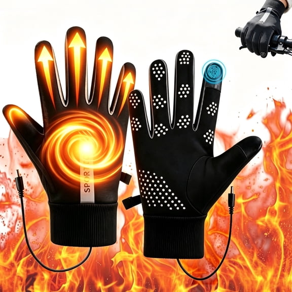 Heated Gloves for Men, Electric Mitten Gloves with Touchscreen 3 Heating Levels, Waterproof Nonslip for Work Hiking Cycling Skiing Hunting (Black)