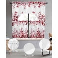 thumbnail image 2 of Pink Red Eucalyptus Leaves Swag Kitchen Curtains Sets for Windows 24 Inch Length, Watercolor Spring Summer Botanical Short Window Curtain Swags Valances and Tiers 3 Piece Set for Cafe/Dining Room, 2 of 5