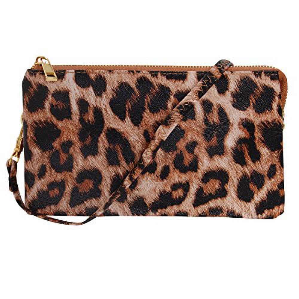 Humble Chic Crossbody Wristlets for Women - Leopard Vegan Leather Wristlet Clutch Purse
