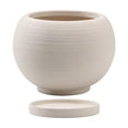 thumbnail image 2 of Ceramic Vase with Tray Spherical Striped Flower Pot Planter Desktop Flower Vase for Home Decor Matte Solid Color Tabletop Vase for Fresh Or Dry Flowers for Kitchen Office Shelf 5.71X5.71X4.13 inch, 2 of 6