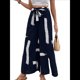 thumbnail image 3 of Pantalones para Mujer, Estampado Bohemio, Pierna , Cintura Alta, Holgados, con Cordón y Bolsillos, Informales, Verano 2025. Azul Marino L, 3 of 9