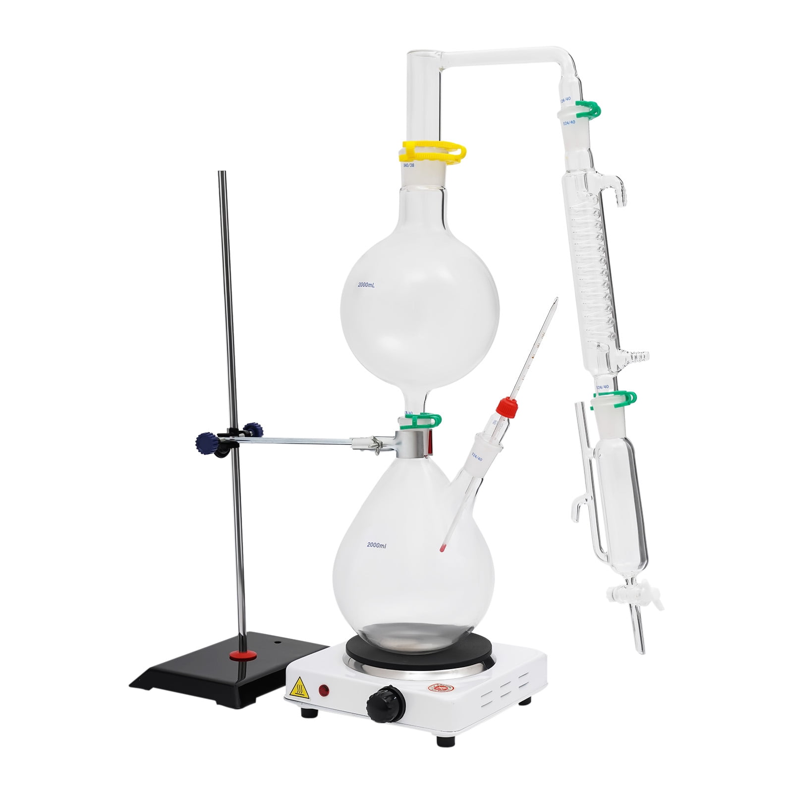 Essential Oil Distillation Equipment, Distillation Apparatus, Lab Distillation Kit with 1000W Heating Plate