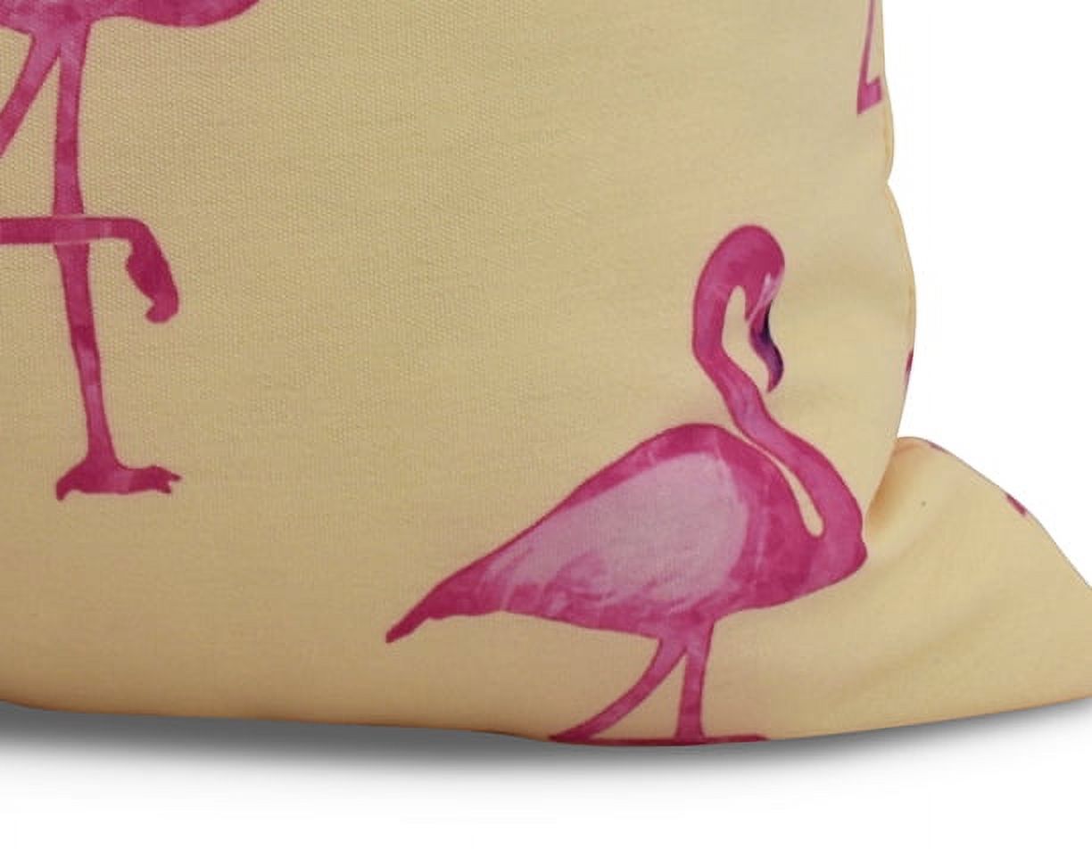 Simply Daisy, 20 x 20 inch, Flamingo Fanfare Martini Animal Print Pillow, Yellow
