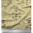thumbnail image 1 of Soimoi Beige polyester Crepe Fabric To Travel Is To Live Text Decor Fabric Printed Yard 52 Inch Wide, 1 of 2
