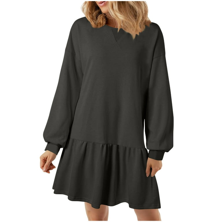 Casual Solid Patchwork O Neck Long Sleeve Dresses(3 Colors) Casual Solid Patchwork O Neck Long Sleeve Dresses(3 Colors)