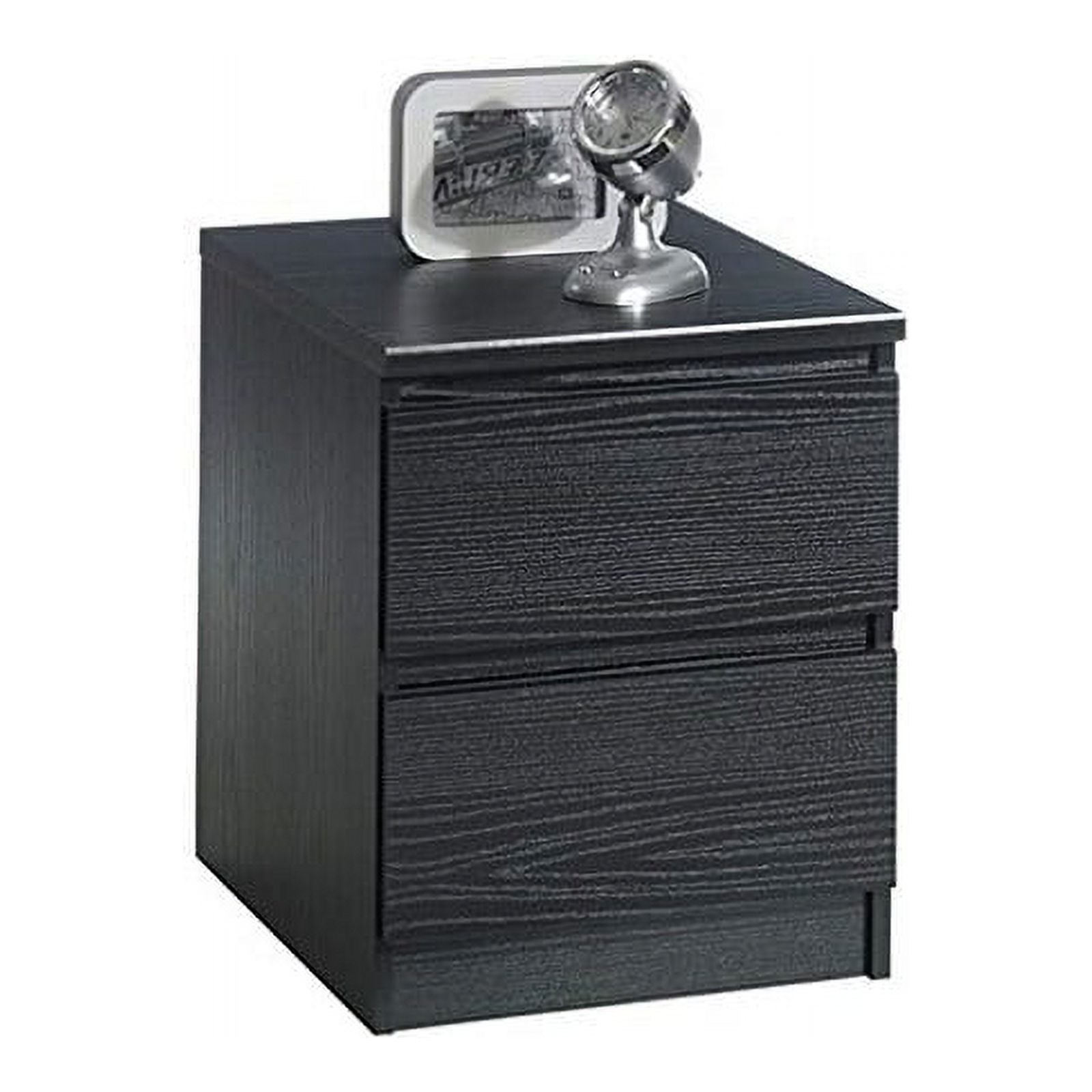 Home Square 2 Drawer Night Stands in Black Woodgrain (Set of 2) - image 3 of 4