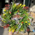 thumbnail image 6 of Ashosteey Spring Wreath Spring Flower Wreath Spring Door Wreath Artificial Summer Wreath Spring Decorations with Colorful Silk Flowers and Butterflies for Home Wedding Farmhouse Holiday Decor, 6 of 9