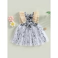 thumbnail image 4 of Bagilaanoe Toddler Baby Girl Summer Dress Print Ruffle Flying Sleeve A-line Princess Dresses 6M 9M 12M 18M 24M 3T Kid Patchwork Tulle Skirt, 4 of 8