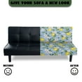 thumbnail image 3 of Xoenoiee Lemon Flower Print Jacquard Futon Cover Stretch Armless Futon Sofa Cover Soft Futon Slipcover with Elastic Bottom Thick Sofa Bed Furniture Protector Covers, Machine Washable, 3 of 7