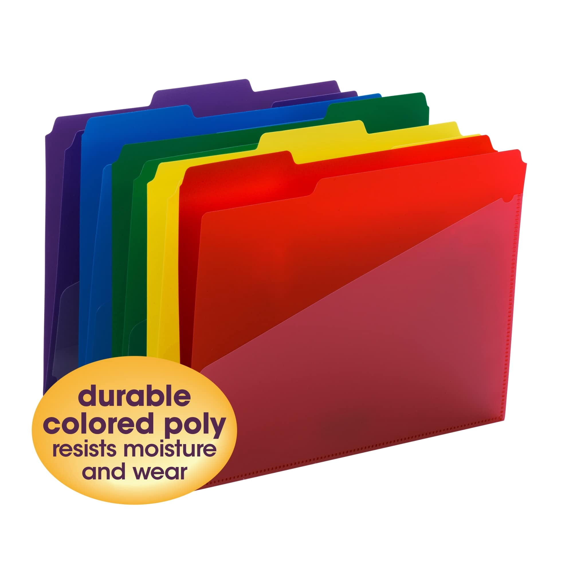 Smead® Poly Folders With Slash Pocket, Letter Size, Assorted Colors, Pack Of 30