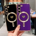 thumbnail image 6 of Magnetic Phone Case for Samsung Galaxy S23 5g [Compatible with MagSafe] Luxury Plating Cute Love Heart Pattern Soft Silicone Protective Shockproof Cover for Galaxy S23 6.1” (Purple), 6 of 6
