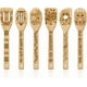 thumbnail image 1 of Juego de 6 utensilios de cocina de bambú con forma de búho, cucharas de cocina de madera grabadas, espátula de bambú para tallar, para mujeres y hombres, cuchara de cocina de madera., 1 of 9