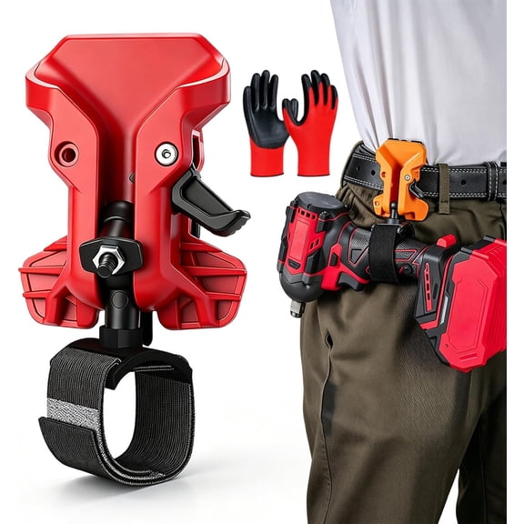 Portable Self-Locking Power Tool Holster, Heavy Duty Quick Release Drill Belt Clip for Drills Impact Drivers Hammers, Universal Tool Belt Accessories for Construction Electricians Carpenters