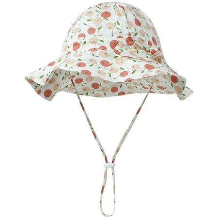 

LLDYYDS Kid s Floral Sun Hat Wide Brim UPF 50+ Hat for Toddler Boys Girls Adjustable Bow Bucket Hat