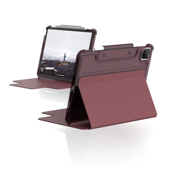 [U] by UAG iPad Pro 11" (4th Gen 2022, 3rd Gen 2021) Case Lucent Lightweight Slim Shockproof Smart Folio Protective Cover with Auto/Sleep Wake & Pencil Holder, Aubergine/Dusty Rose