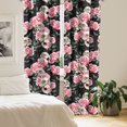 thumbnail image 2 of Ambesonne Skulls and Roses Curtains, Gothic and Flowers, Pair of 28"x63", Pink Laurel Green and Black, 2 of 5