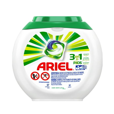 Ariel Pods 3 In 1, Liquid Laundry Detergent Pacs, Original Scent, 57 Count