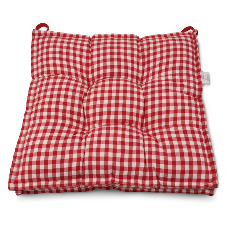The Pioneer Woman Red White Gingham Chair Cushion, 17