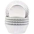 thumbnail image 1 of Forros metálicos de aluminio para magdalenas, envoltorios para magdalenas, tazas de aluminio para hornear, estuches de papel para magdalenas (100 unidades, plateado) ZefeiWu 9024735282778, 1 of 1