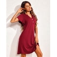 thumbnail image 3 of EKOUAER Women's Nightgown Short Flare Sleeve Sleepshirt V-Neck Sleepwear Soft Nightshirt Pajama Dress, 3 of 6